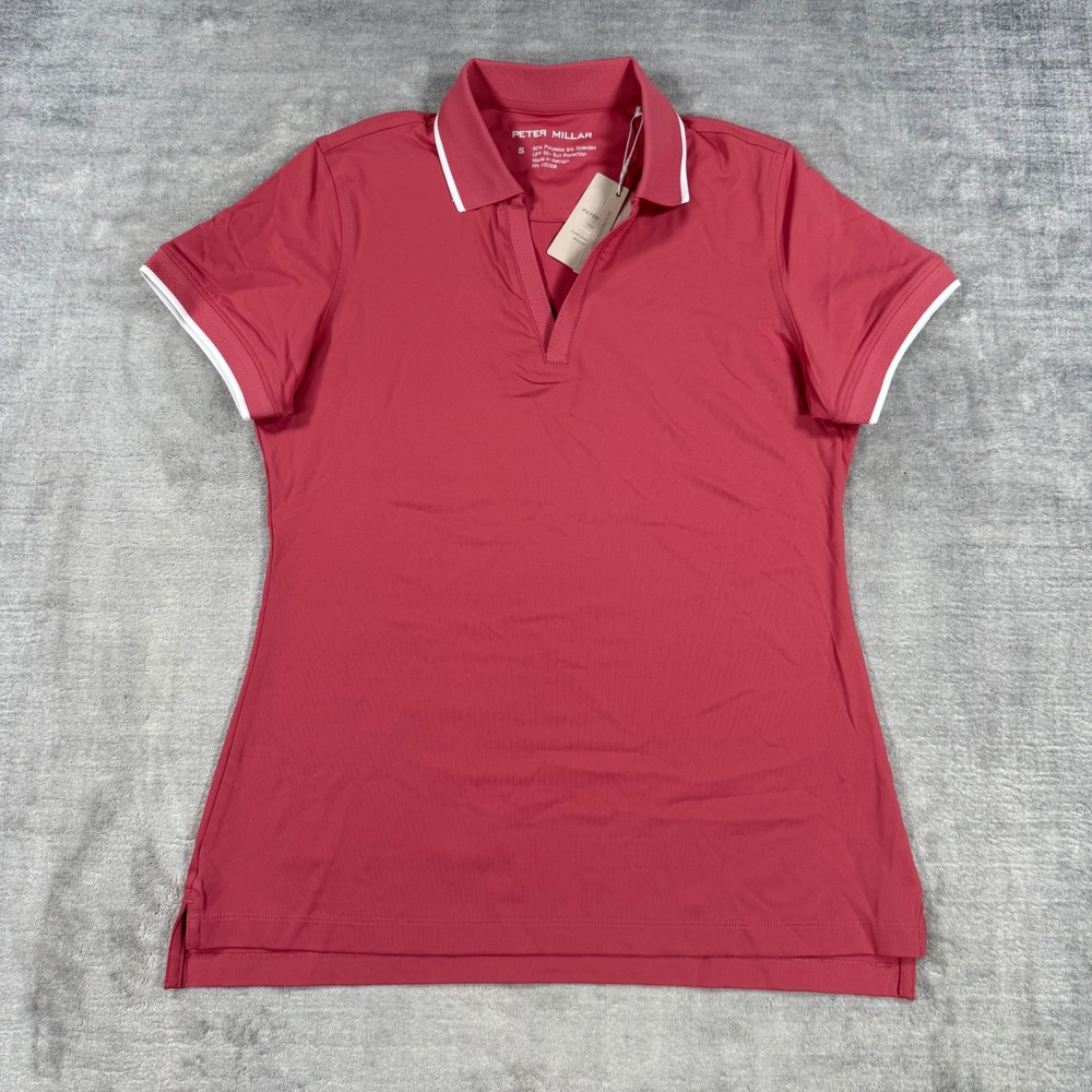 Peter Millar Shirt Women Small Red Betty Polo Short Sleeve UPF Golf Tennis NWT